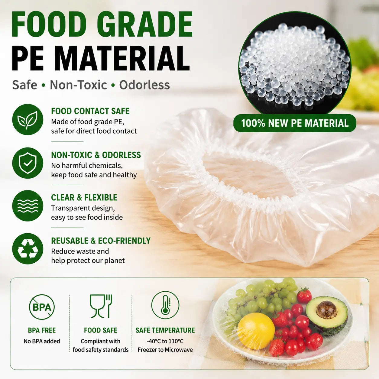 100PCS Stretch Food Covers (Zero Tear, Zero Hassle)