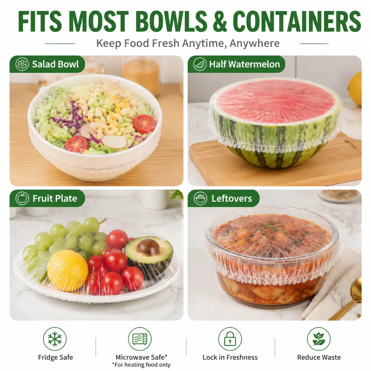 100PCS Stretch Food Covers (Zero Tear, Zero Hassle)