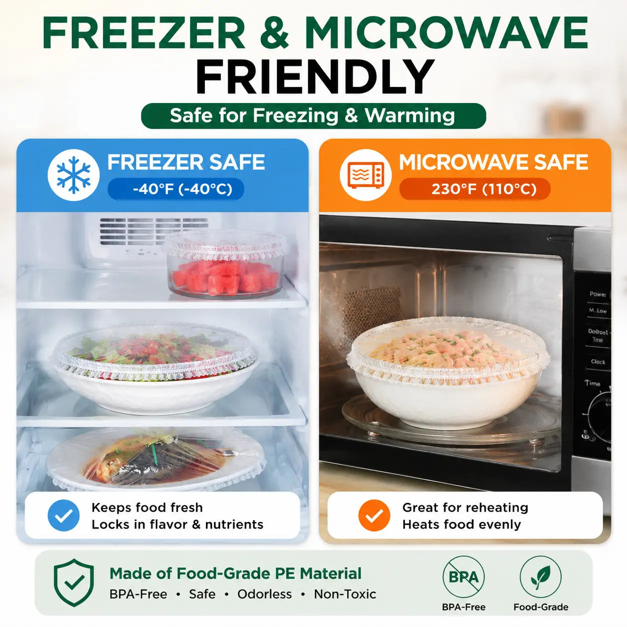 100PCS Stretch Food Covers (Zero Tear, Zero Hassle)
