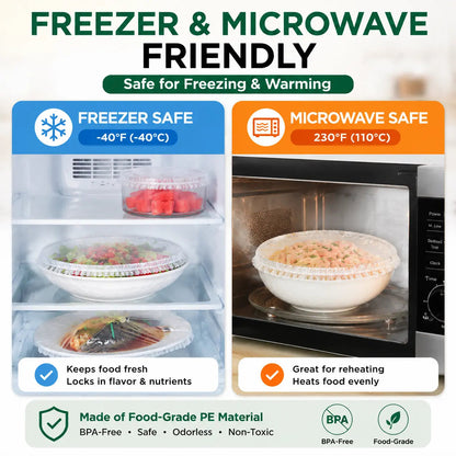 100PCS Stretch Food Covers (Zero Tear, Zero Hassle)