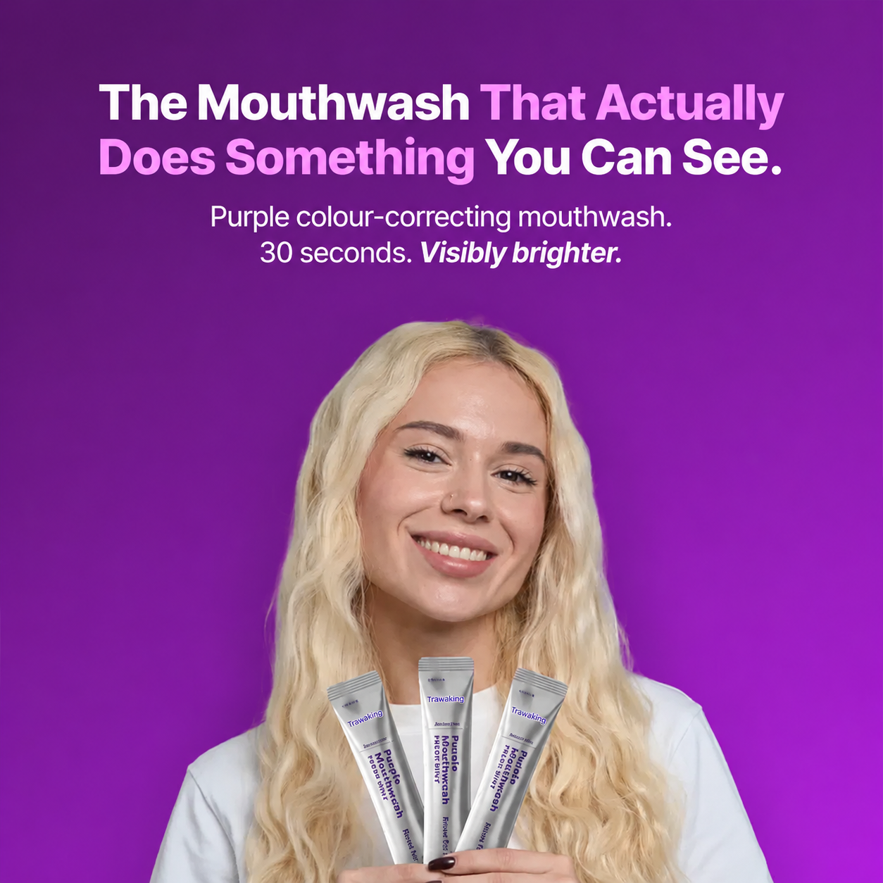 Purple Mouthwash - Sachets 20 Pack - Peroxide-Free - Alcohol Free - Vegan Mint
