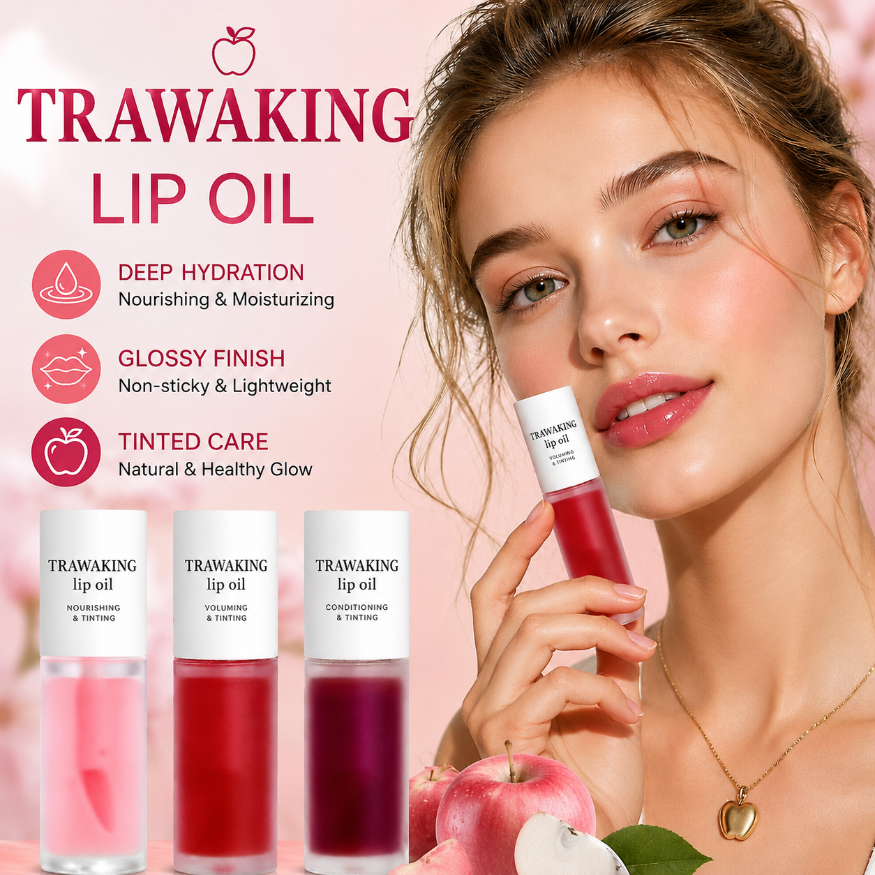 Korean Apple Lip Oil + Lip Stain | Hydrating, Glossy, Long-Lasting & Transfer-Proof