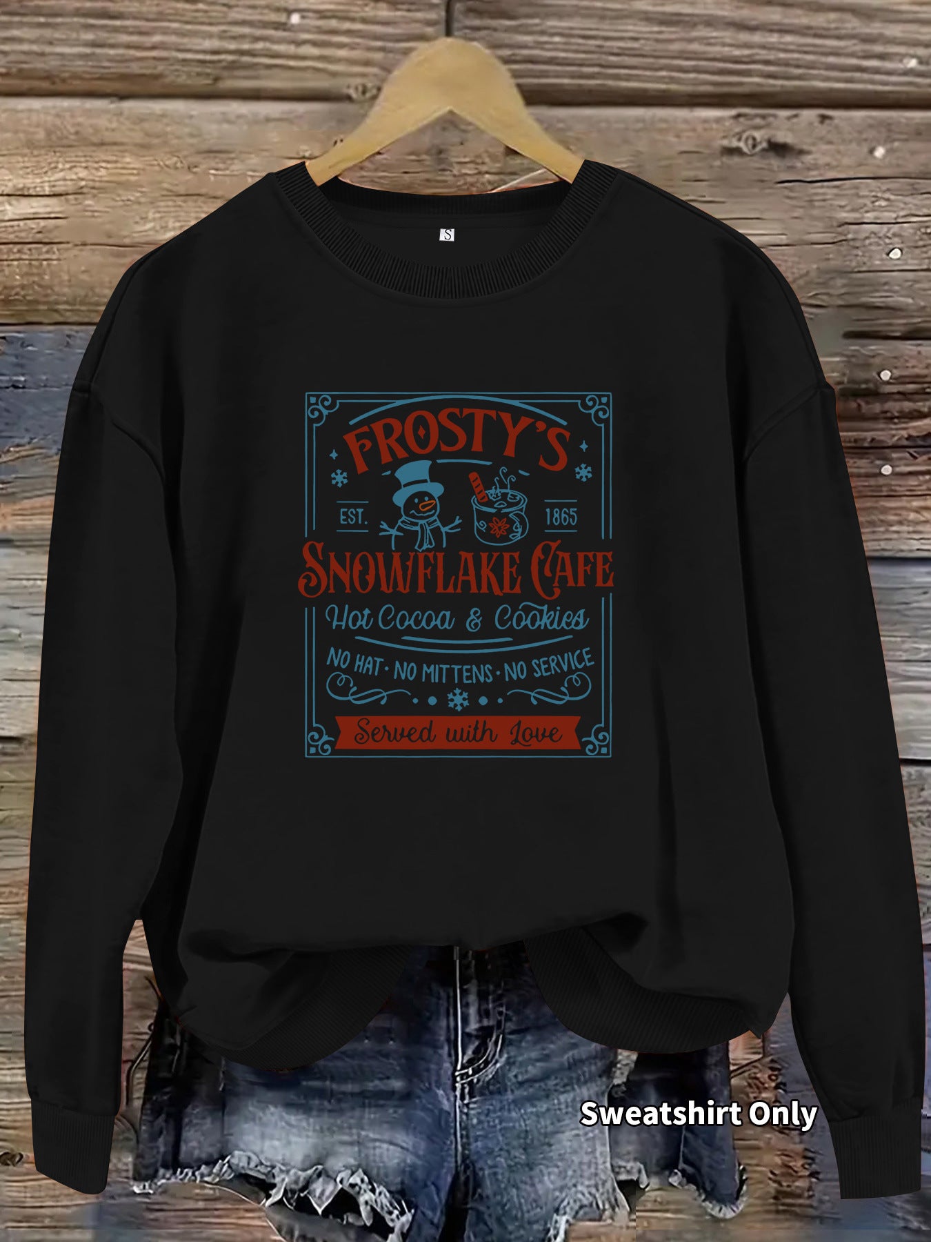 Long sleeved round neck Christmas snowman print pullover sweatshirt sweatshirt