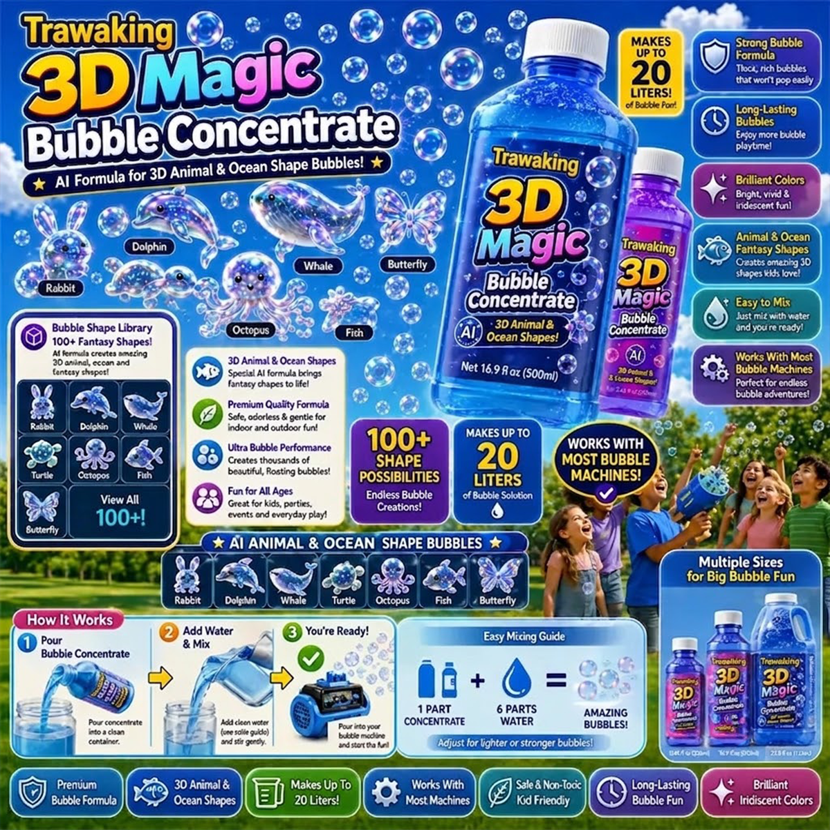 Super 3D Magic Bubble Concentrate —— Animal & Ocean Fantasy Theme