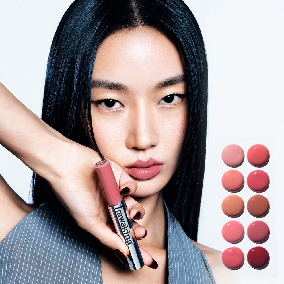 Two-in-One Lip Tint swatches showing matte and gloss finish