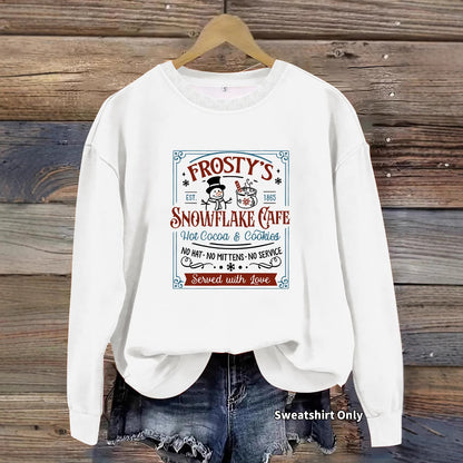 Long sleeved round neck Christmas snowman print pullover sweatshirt sweatshirt