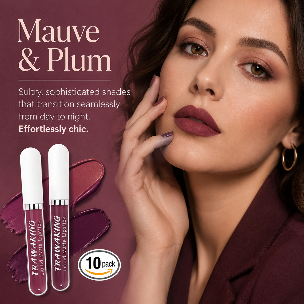 Mauve and plum lipstick swatches