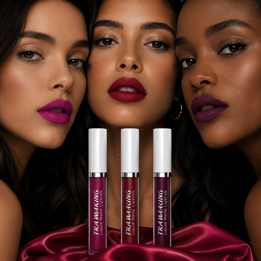 Red violet and purple lipstick swatches