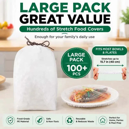 100PCS Stretch Food Covers (Zero Tear, Zero Hassle)