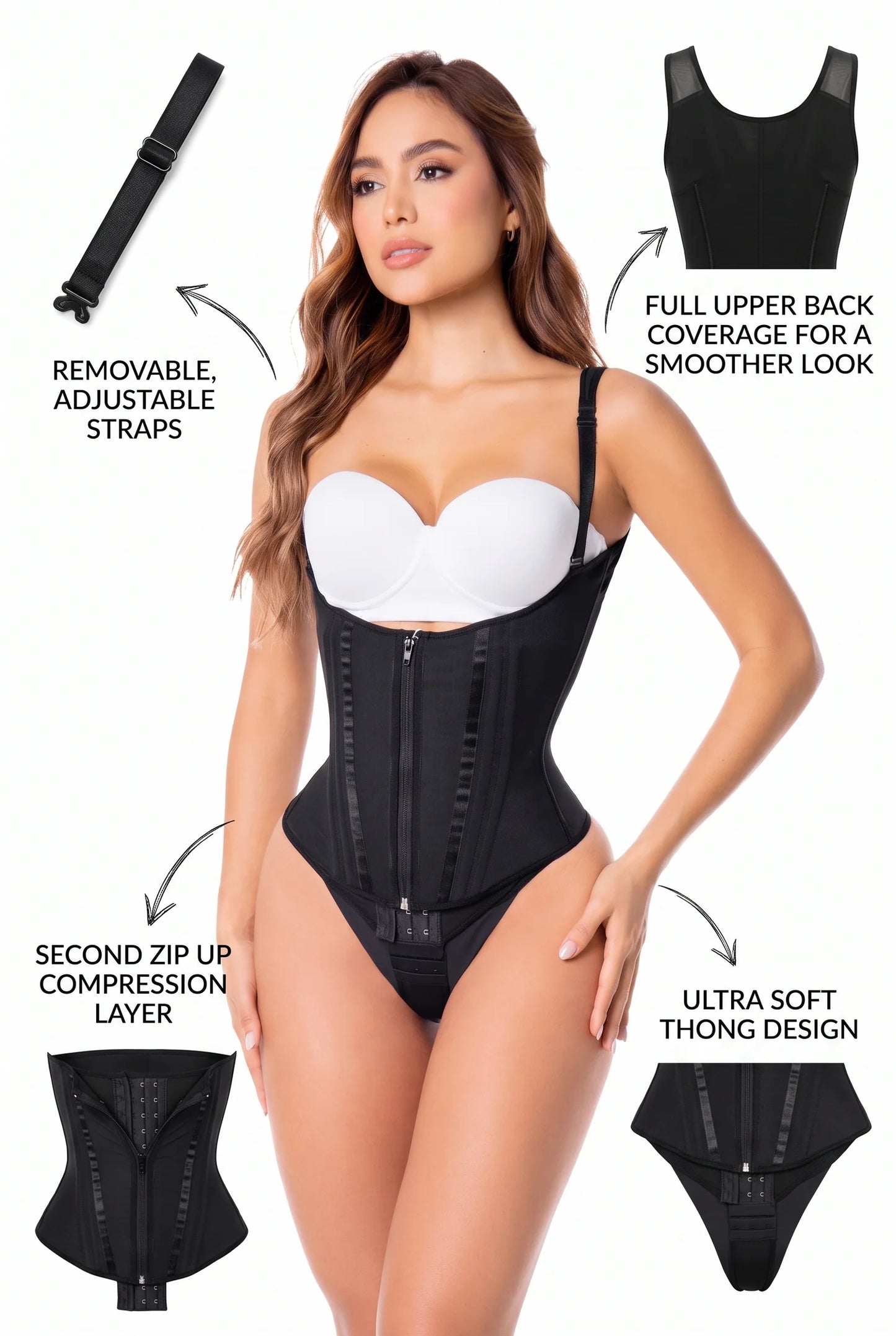 Double-Compression Waist-Training Thong Bodysuit