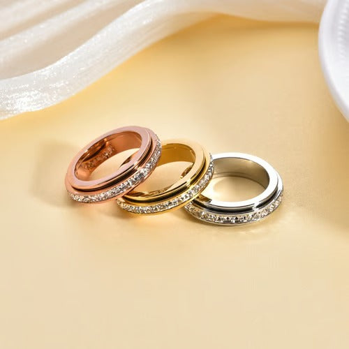 💍Anxiety Rings for Women and Men Titanium Steel Spinner Fidget Band Rings